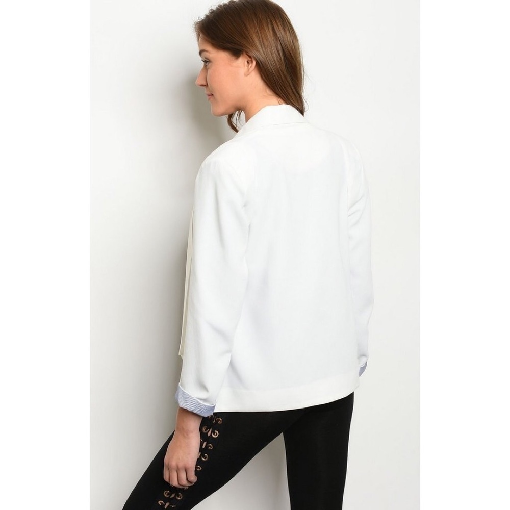 WHITE LIGHT WEIGHT OPEN FRONT BLAZER - Picture 3 of 3